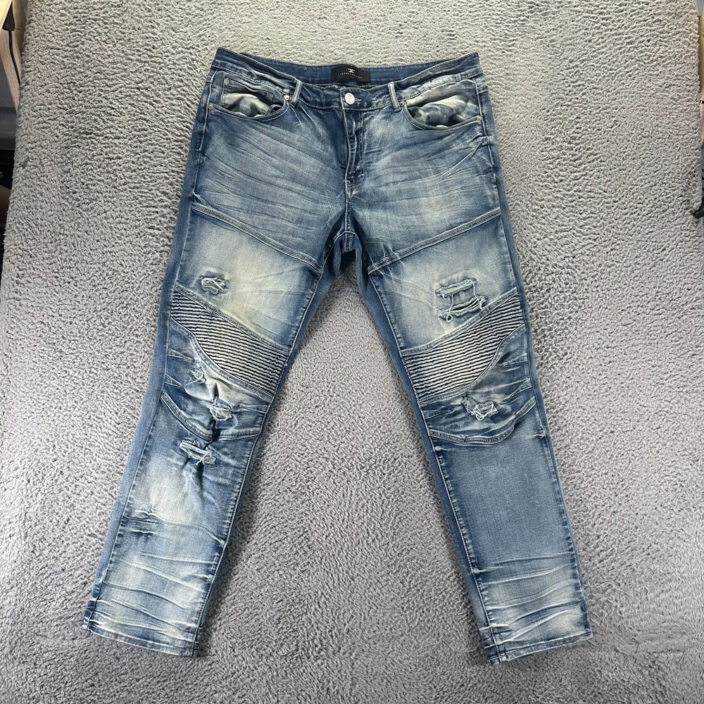 Jordan Craig Legacy Edition Aaron Jeans Men's 38x32 Blue Denim Straight Biker